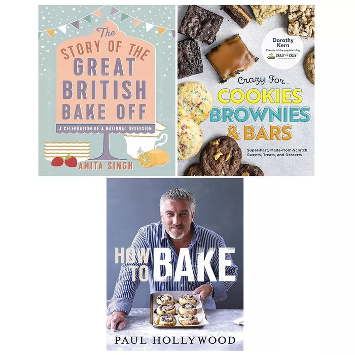 How to Bake Paul Hollywood,Story of Great British, Crazy for Cookies 3 Books Set