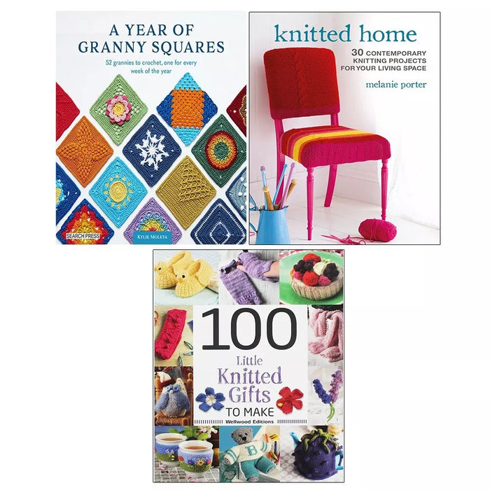 A Year of Granny Squares, 100 Little Knitted Gifts, Knitted Home 3 Books Set - The Book Bundle