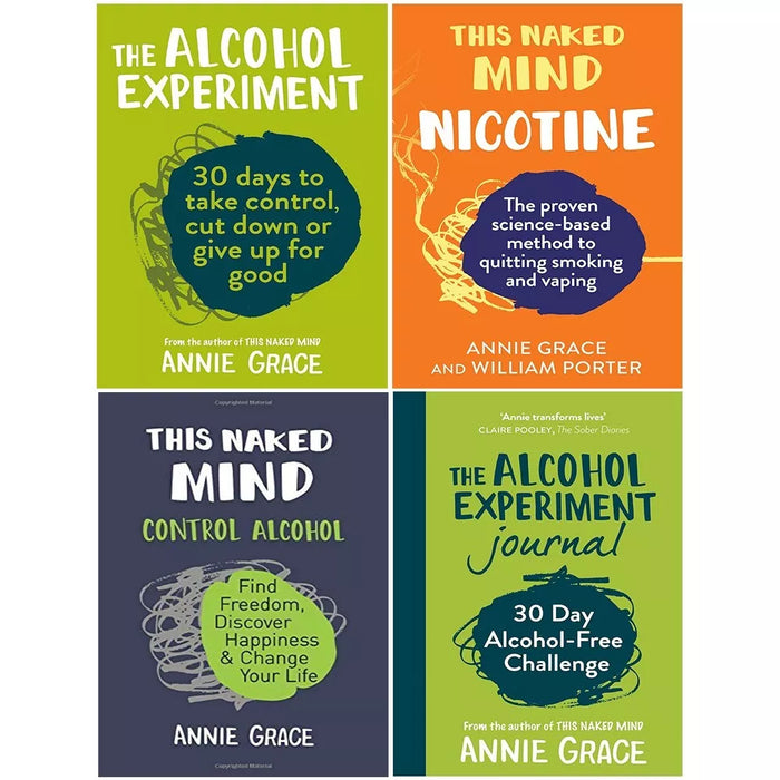 Annie Grace Collection 4 Books Set Alcohol Experiment, This Naked Mind Nicotine