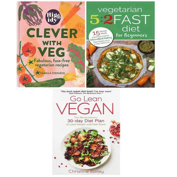 Higgidy Clever with Veg HB, Go Lean Vegan, Vegetarian 5:2 Fast Diet 3 Books Set