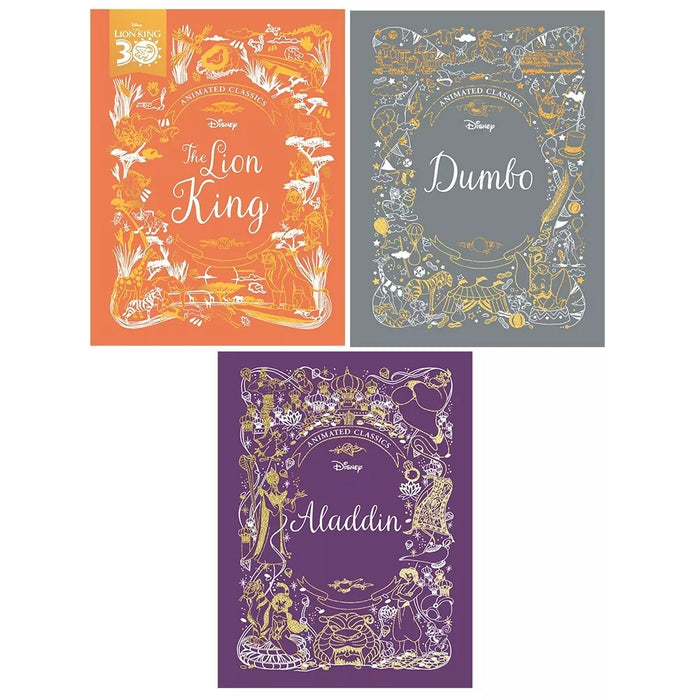 Disney Animated Classics 3 Books Collection Set By Lily Murray (Aladdin, Dumbo, The Lion King)