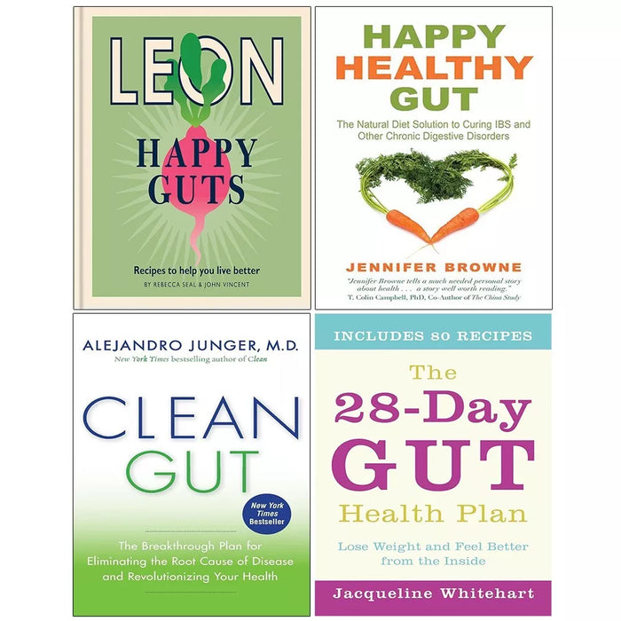 Happy Leons (HB),Happy Healthy Gut,28-DAY GUT HEALTH PLAN, Clean Gut 4 Books Set