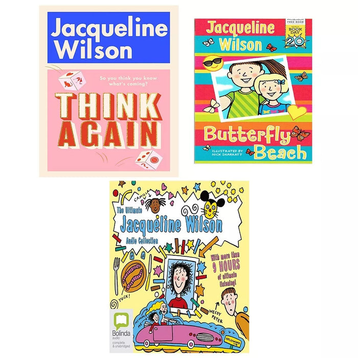 Jacqueline Wilson Collection 2 Books Set with Audio Collection (Think Again, Butterfly Beach & The Ultimate Jacqueline Wilson Audio Collection)