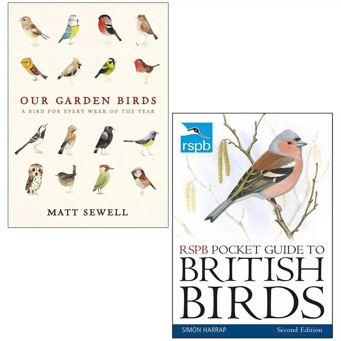 RSPB Pocket Guide to British Birds Matt Sewell, Our Garden Birds 2 Books Set