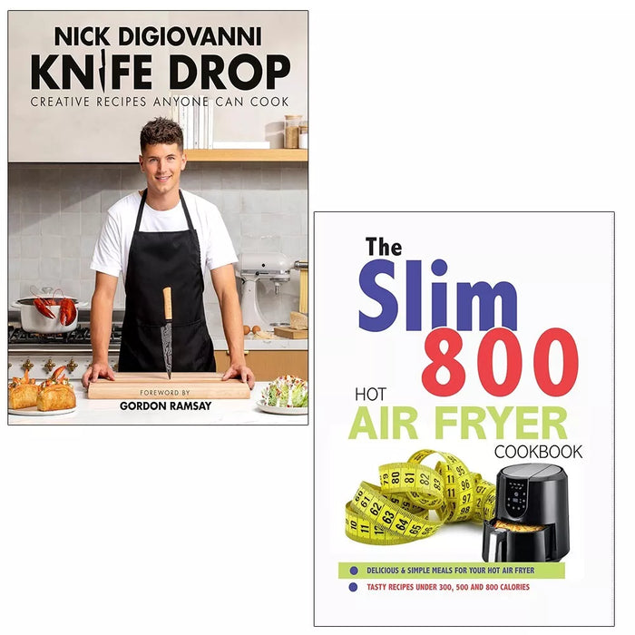 Slim 800 Hot Air Fryer Recipe Cookbook, Knife Drop Nick DiGiovanni 2 Books Set