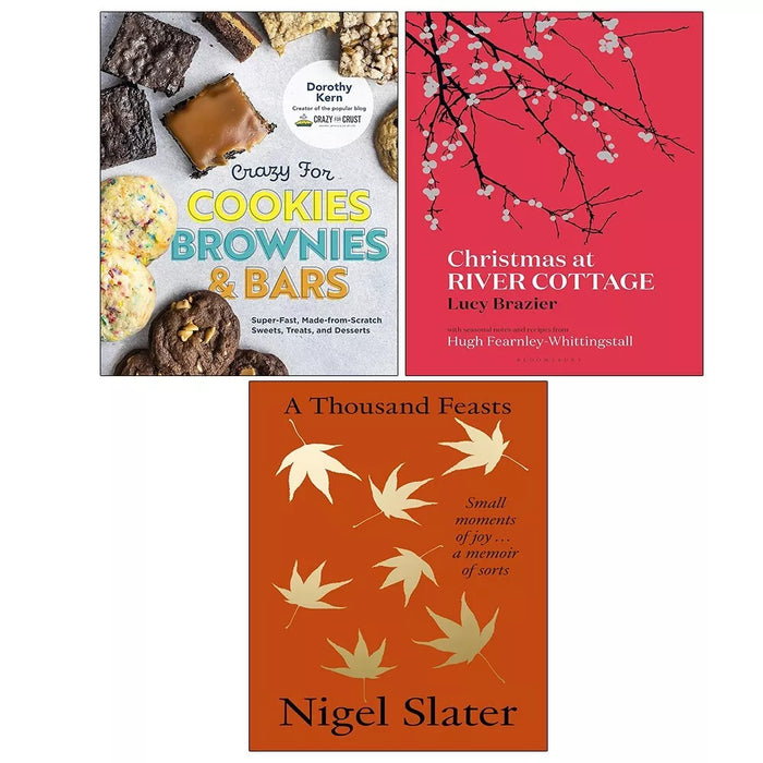 A Thousand Feasts, Christmas at River Cottage,Crazy Cookies Brownies 3 Books Set