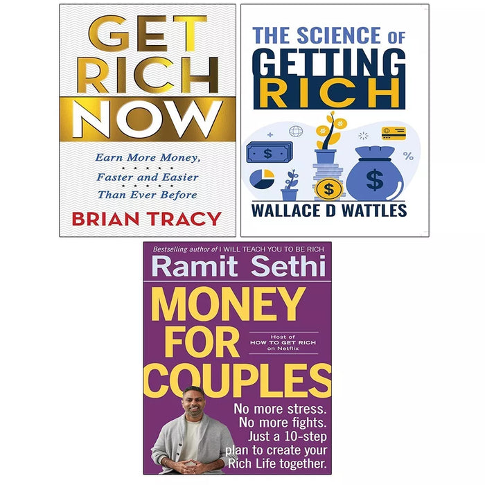 Get Rich Now Brian Tracy, Money For Couples, Science of Getting Rich 3 Books Set