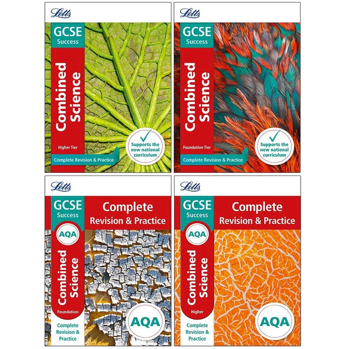 Letts AQA GCSE 9-1 Revision Success Combined Science Higher Foundation 4 Books Set