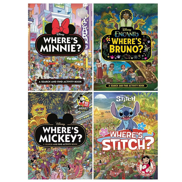 Walt Disney Collection 4 Books Set Where's Minnie, Where's Mickey, Where's Bruno