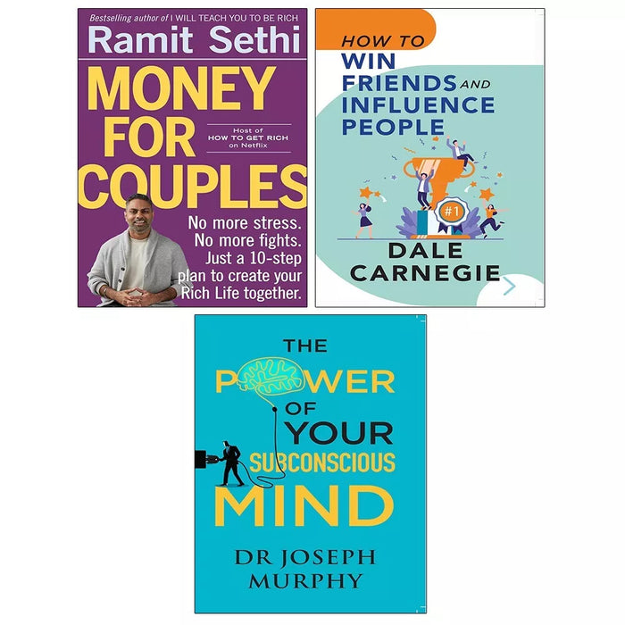 Money For Couples, Power Your Subconscious,How Win Friends Influence 3 Books Set