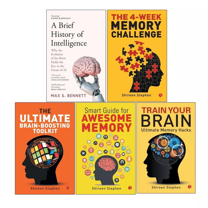 A Brief History of Intelligence, 4-Week Memory Challenge, Smart, Ultimate Brain Train Your Brain  5 Book Set