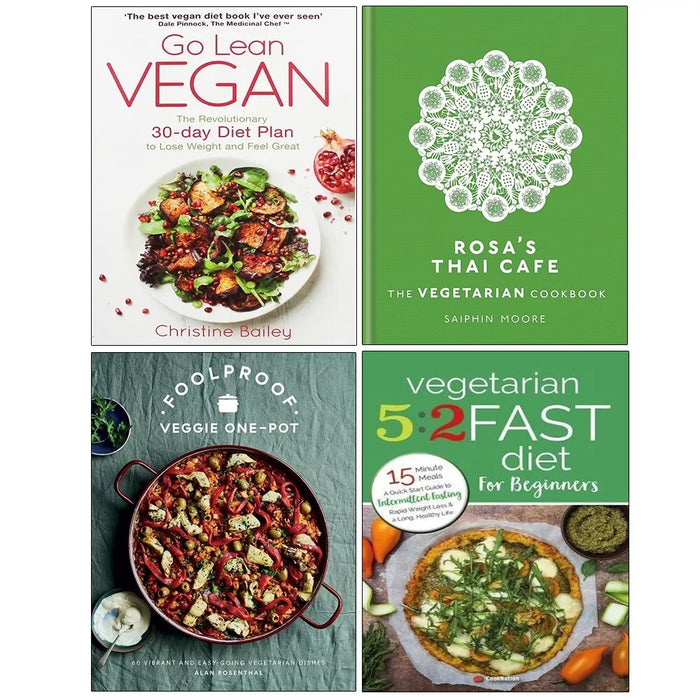 Rosa Thai Cafe HB,Foolproof Veggie,Vegetarian 5:2 Fast,Go Lean Vegan 4 Books Set