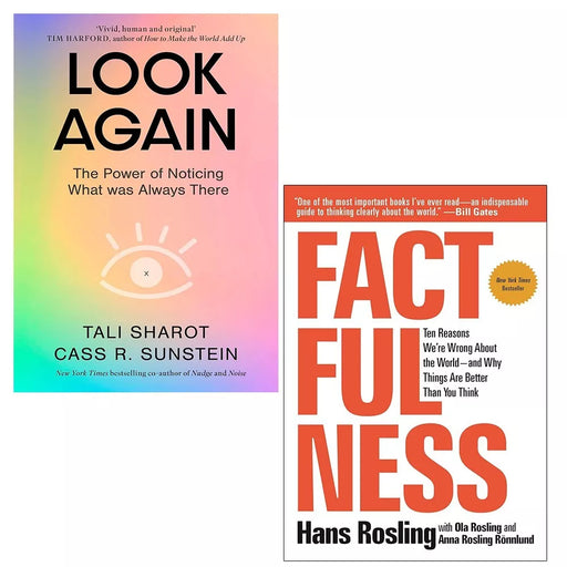 Look Again Tali Sharot, Factfulness Hans Rosling 2 Books Set Hardcover - The Book Bundle