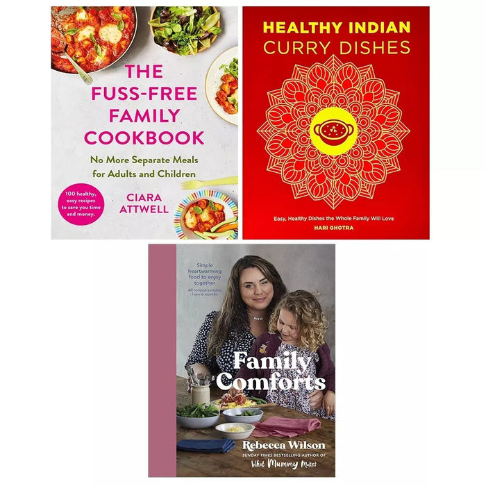 Family Comforts (HB), Fuss Free Family Cookbook (HB), Healthy Indian Curry Dishes 3 Books Set