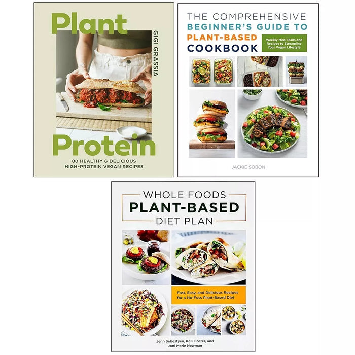 Plant Protein(HB), Plant-Based Cookbook, Whole Foods Plant-Based 3 Books Set