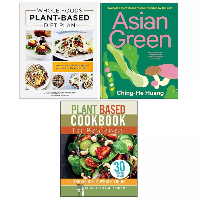 Asian Green (HB), Whole Foods Plant Based Diet, Plant Based Cookbook 3 Books Set