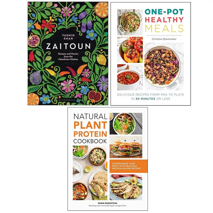 Zaitoun (HB), Natural Plant Protein Cookbook, One Pot Healthy Meals 3 Books Set