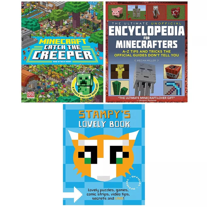 Minecraft Catch Creeper Other Mobs,Stampy Cat HB,Unofficial Encyclopedia 3 Books Set