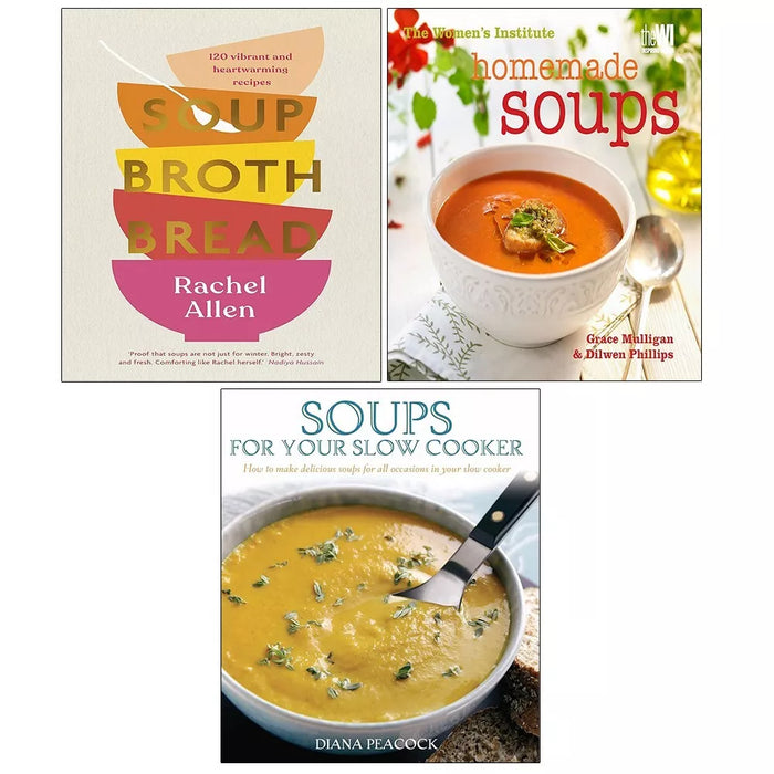 Soup Broth Bread, Soups for Your Slow Cooker, Women Institute 3 Books Set