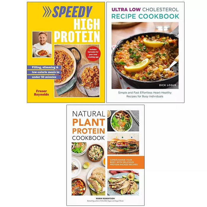 Speedy High Protein,Natural Plant Protein Cookbook,Ultra Low Cholesterol 3 Books Set