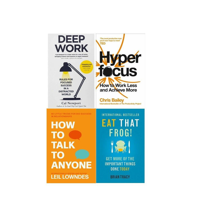 Deep Work, Hyperfocus, How to Talk & Eat That Frog 4 Books Collection Set - The Book Bundle