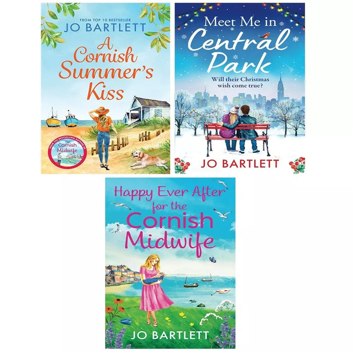 Jo Bartlett 3 Books set(Happy Ever After for the Cornish Midwife,Meet Me In Central Park,A Cornish Summer's Kiss)