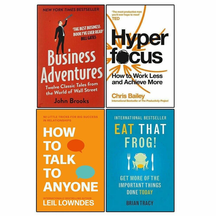 Business Adventures, Hyperfocus, How to Talk & Eat That Frog 4 Books Collection Set - The Book Bundle