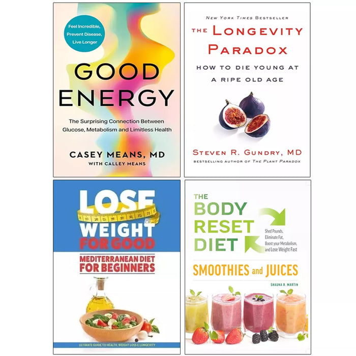 Good Energy (HB), Mediterranean Diet, Longevity Paradox, Body Reset Diet 4 Books Set