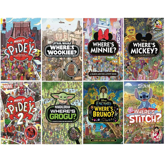 Walt Disney Collection 8 Books Set Where's Minnie, Where's the Wookiee, Grogu