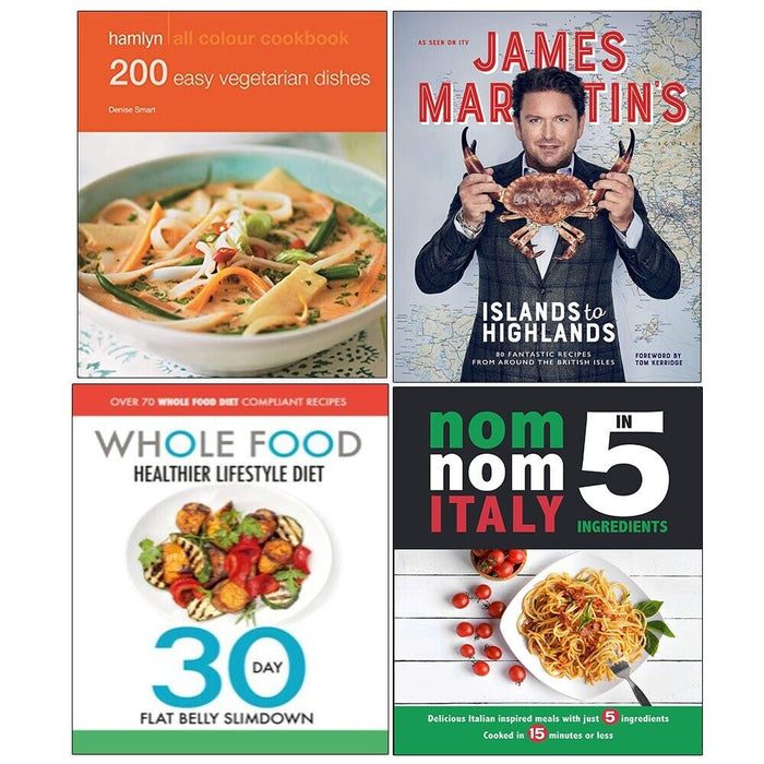 Nom Nom Italy,Islands to Highlands,Whole Food Healthier,Hamlyn All Colour 4 Book Set - The Book Bundle