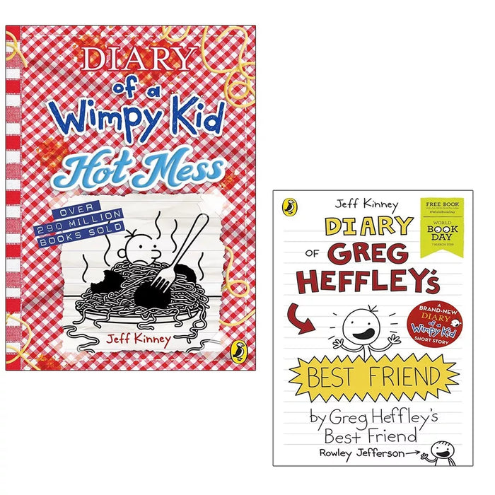 Diary of Wimpy Kid Jeff Kinney 2 Books Set (Hot Mess (HB),Diary of Greg Heffley's)