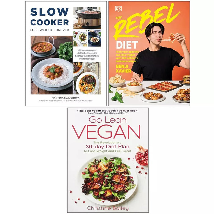 Slow Cooker Lose Weight Forever,Rebel Diet (HB), Go Lean Vegan 3 Books Set