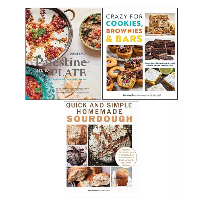 Palestine on a Plate,Homemade Sourdough,Crazy For Cookies Brownies Bars 3 Books Set