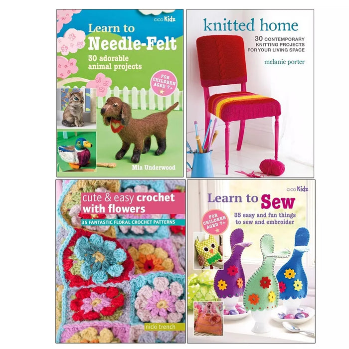 Learn to Needle-Felt, Knitted Home, Children's Learn to Sew Book & Learn to Needle-Felt 4 Books Set - The Book Bundle