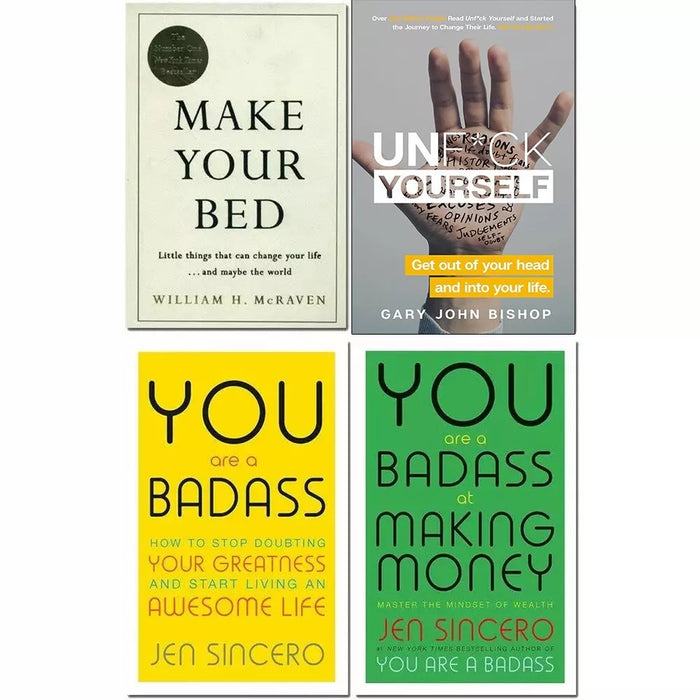 Make your bed [hardcover], unfck yourself, you are a badass, you are a badass at making money 4 books collection set