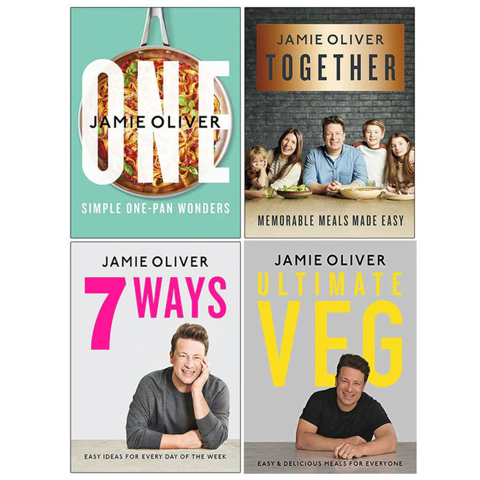 Jamie Oliver 4 Book Collection Set (One, Together, 7 Ways, Ultimate Veg)