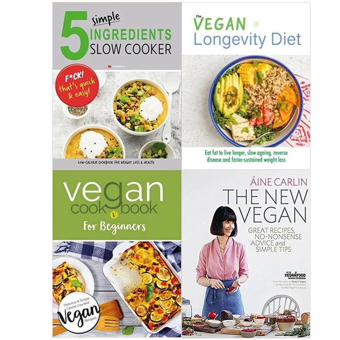 5 Simple Ingredients, The Vegan Longevity Diet, Vegan Cookbook For Beginners, The New Vegan 4 Books Set - The Book Bundle