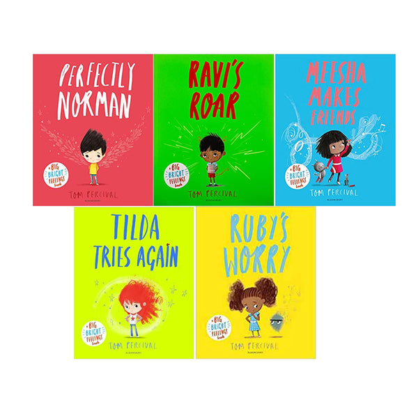 Book review: Tilda Tries Again, Meesha Makes Friends, Perfectly Norman,  Ruby's Worry and Ravi's Roar, by Tom Percival. – Mamma Filz