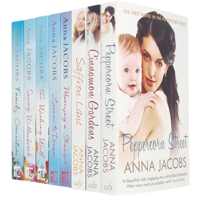 Anna Jacobs 8 Books Set (Peppercorn Street,Cinnamon,Saffron,Marrying,Licence) - The Book Bundle