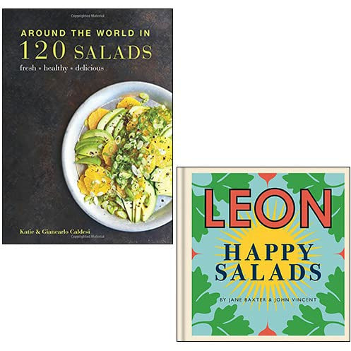 LEON Happy Salads [Hardcover], Around the World in 120 Salads 2 Books Collection Set - The Book Bundle