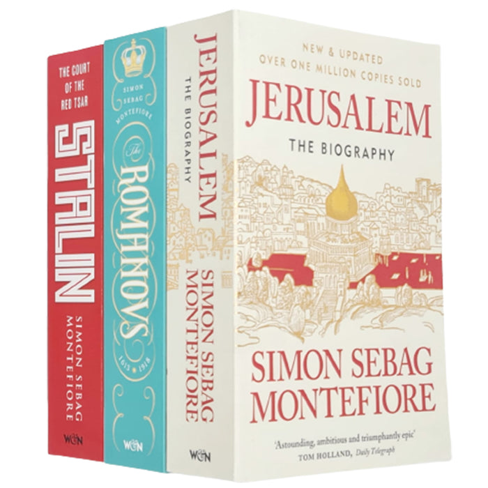 Simon Sebag Montefiore Collection 3 Books Set (The Romanovs 1613-1918, Stalin The Court of the Red Tsar, Jerusalem The Biography) - The Book Bundle