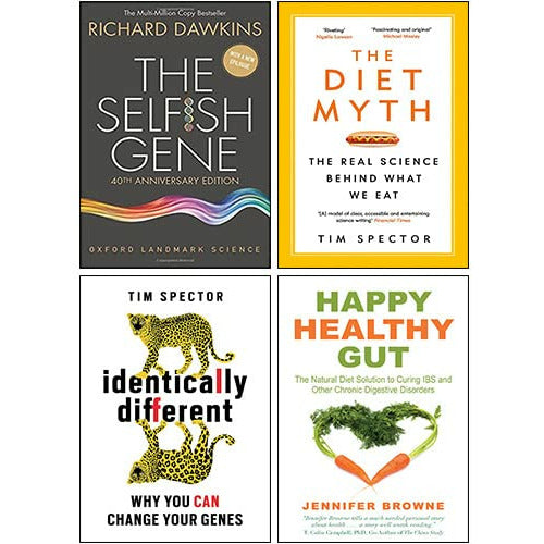 The Selfish Gene, Identically Different, Diet Myth, Happy Healthy Gut 4 Books Collection Set - The Book Bundle