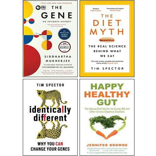 The Gene: An Intimate History, Identically Different, Diet Myth, Happy Healthy Gut 4 Books Collection Set - The Book Bundle