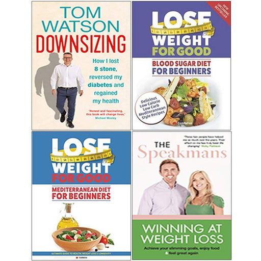 Downsizing [Hardcover], Lose Weight For Good Blood Sugar Diet & Mediterranean Diet, Winning at Weight Loss 4 Books Collection Set - The Book Bundle