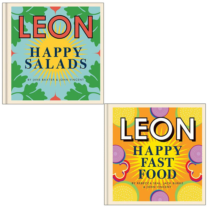 Happy Leons Collection 2 Books Set By Jane Baxter, John Vincent, Rebecca Seal, Jack Burke (Leon Happy Salads & Happy Fast Food) - The Book Bundle