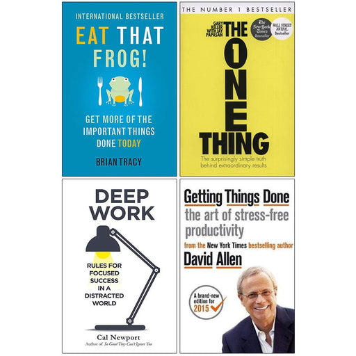 Eat That Frog, The One Thing, Deep Work, Getting Things Done 4 Books Collection Set - The Book Bundle