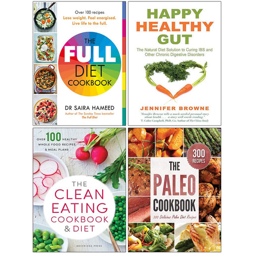 The Full Diet Cookbook, Happy Healthy Gut, The Clean Eating Cookbook & Diet, The Paleo Cookbook 4 Books Collection Set - The Book Bundle