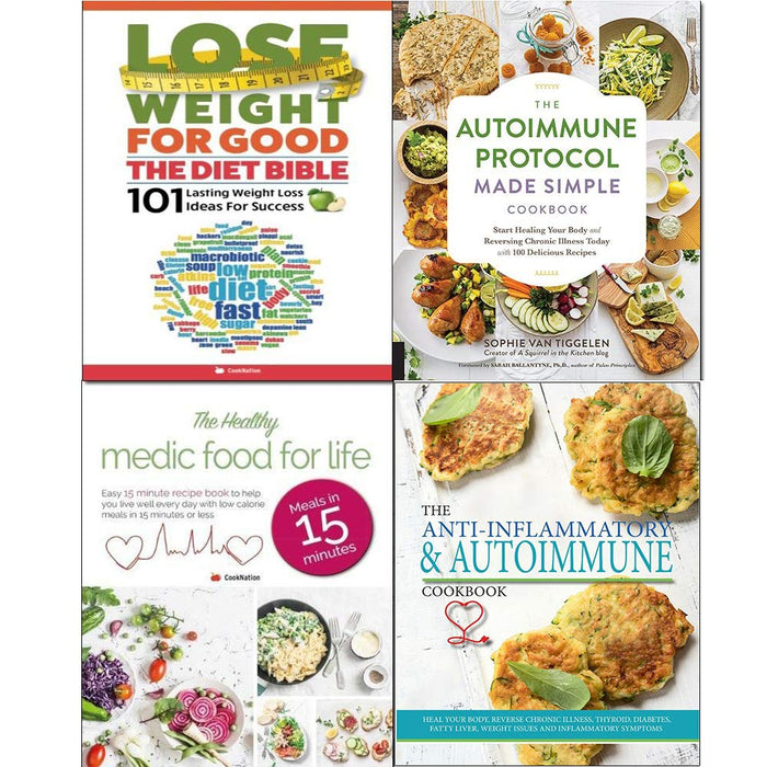 Autoimmune protocol made simple,The Anti-Inflammatory & Autoimmune cookbook,healthy medic food and diet bible 4 books collection set - The Book Bundle