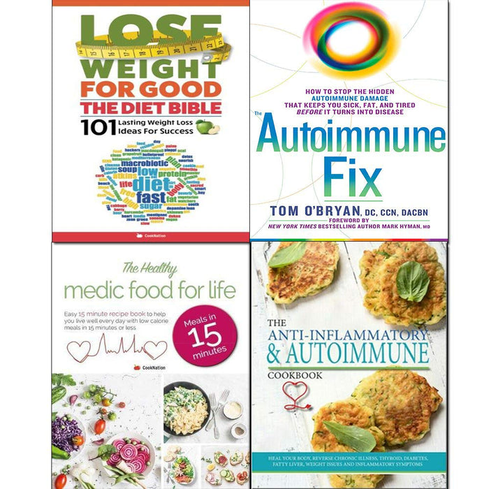 Autoimmune Fix [Hardcover], Anti-inflammatory & Autoimmune Cookbook, The Diet Bible, Healthy Medic Food for Life 4 Books Collection Set - The Book Bundle