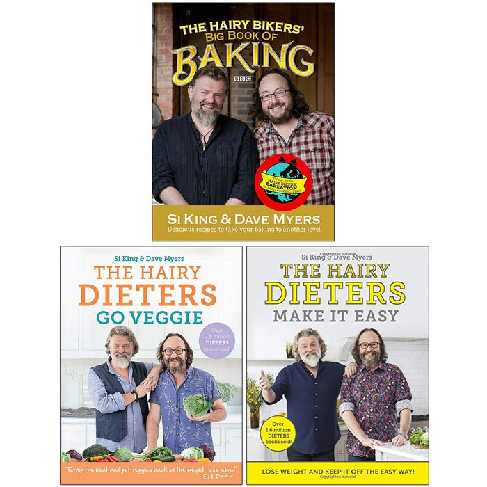 The Hairy Bikers Big Book of Baking [Hardcover], The Hairy Dieters Go Veggie, The Hairy Dieters Make It Easy 3 Books Collection Set - The Book Bundle